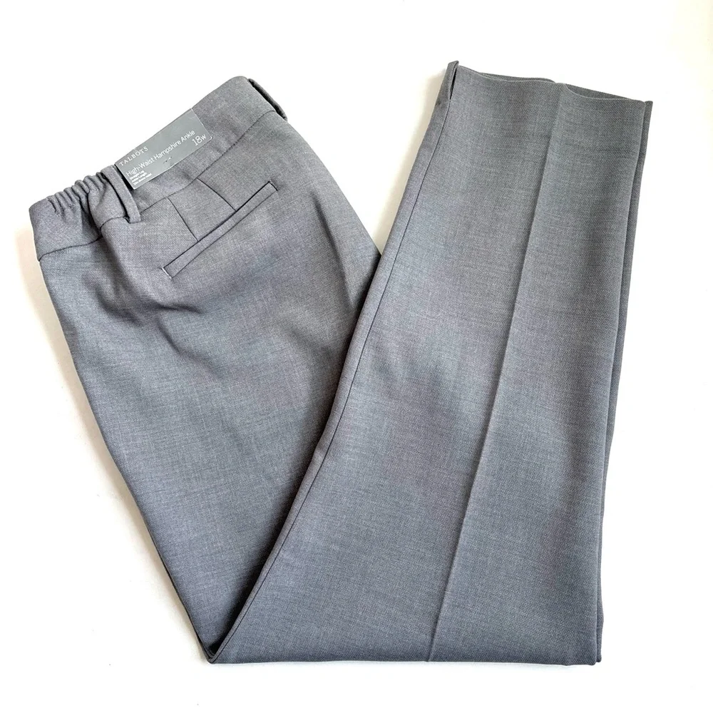 Talbots High Waist Hampshire Ankle Length Curvy Straight Leg Gray Plus Size 18W